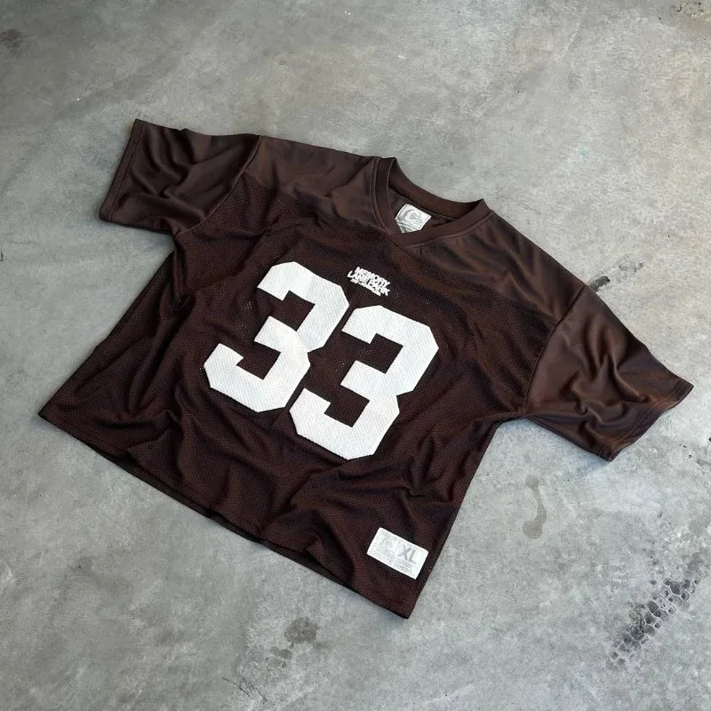 Y2K Retro Mesh T Shirt Men Women Jersey Quick Dry Breathable Street College Sports Wear Oversized Unisex Football Training Wear