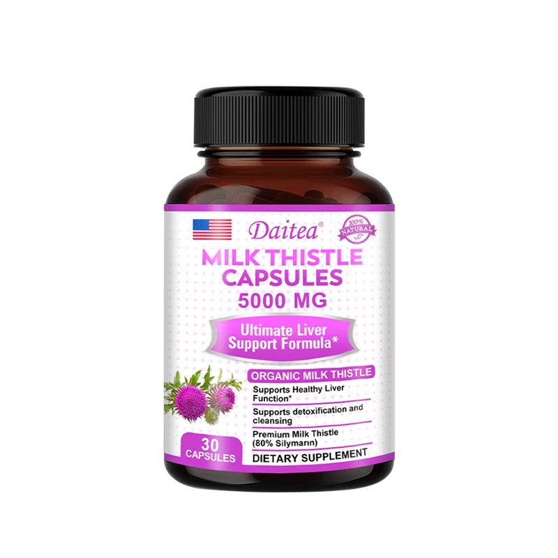 Organic Milk Thistle Extract Liver Capsules help lower cholesterol, support a healthy liver, detoxify and fight oxidants