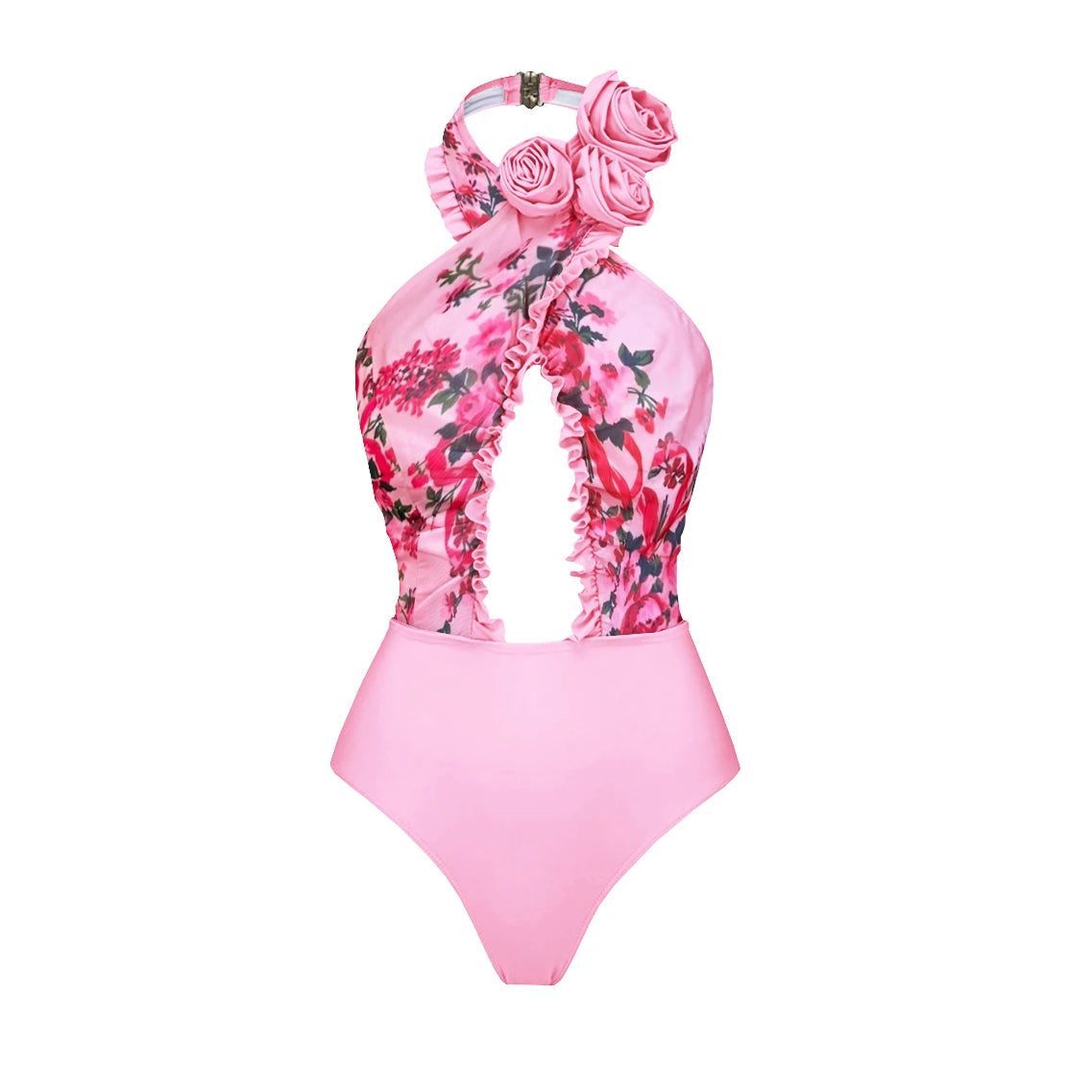 2Pc Flower Swimsuit Women Sexy Swimwear Push Up Bikini Halter Biquini Female Slimming Bathing Suit Bodysuit Beachwear Long Skirt