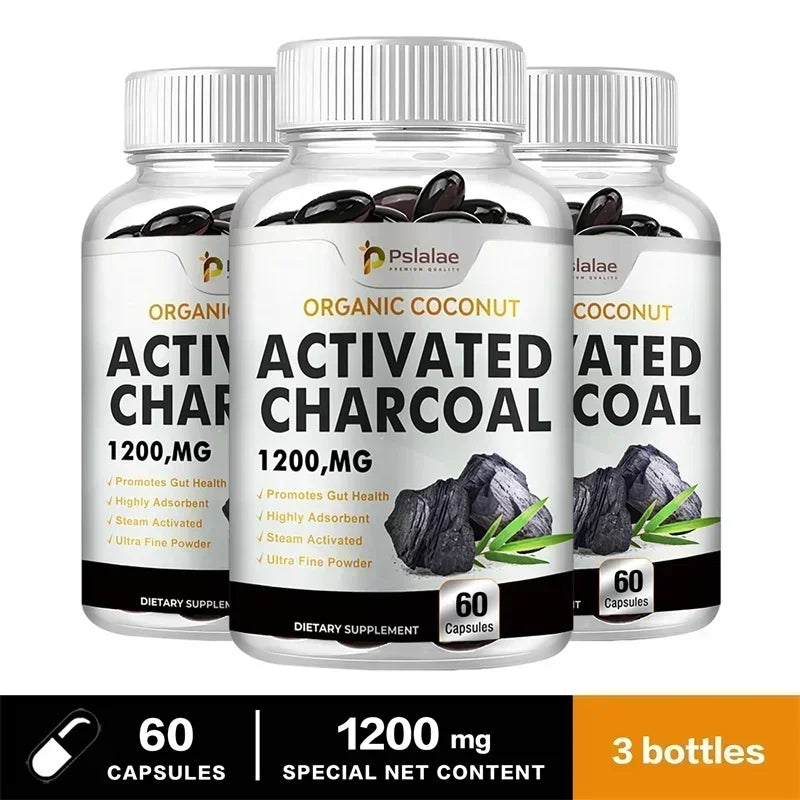 Activated Charcoal Capsules - Supports Intestinal Health, Relieves Bloating, Promotes Natural Detoxification, Improves ImmunityS