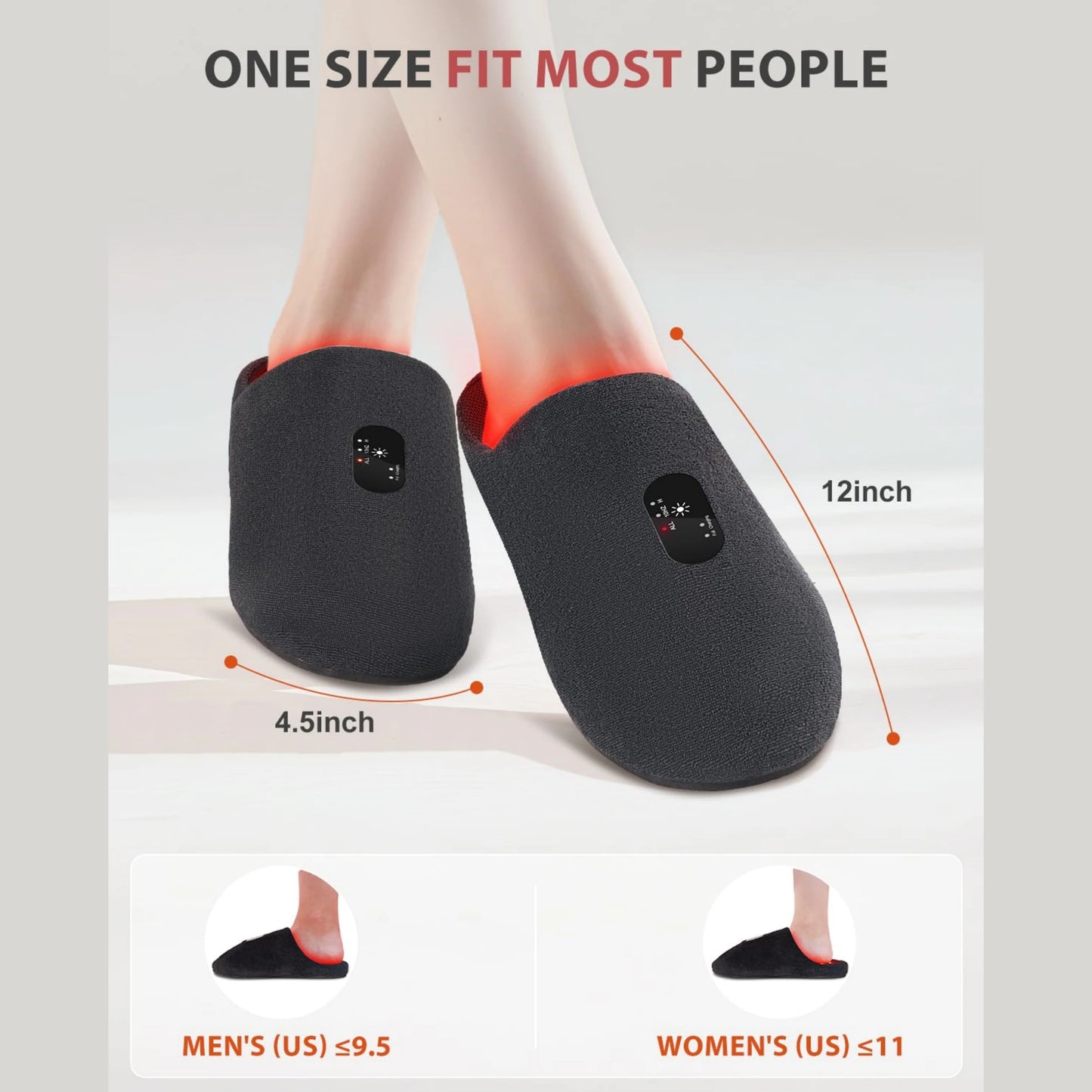 Rechargeable Red Light Slippers Infrared LED Light Red Light Therapy for Feet Therapy Device at Home with Pulse Foot Massaging