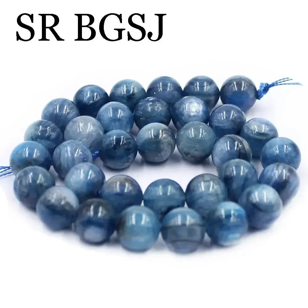 10-11MM 12-13MM Natural Stone Kyanite Round Loose Spacer Bead For Jewelry Making Needlework DIY Bracelet Accessories Strand