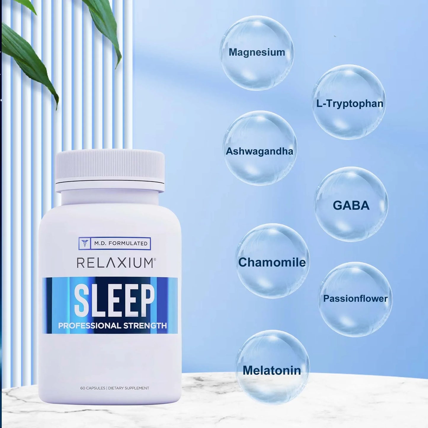 Sleep Supplement - Professional Strength, Dietary Supplement for Better Sleep - L-Tryptophan, Magnesium - 60 Capsules