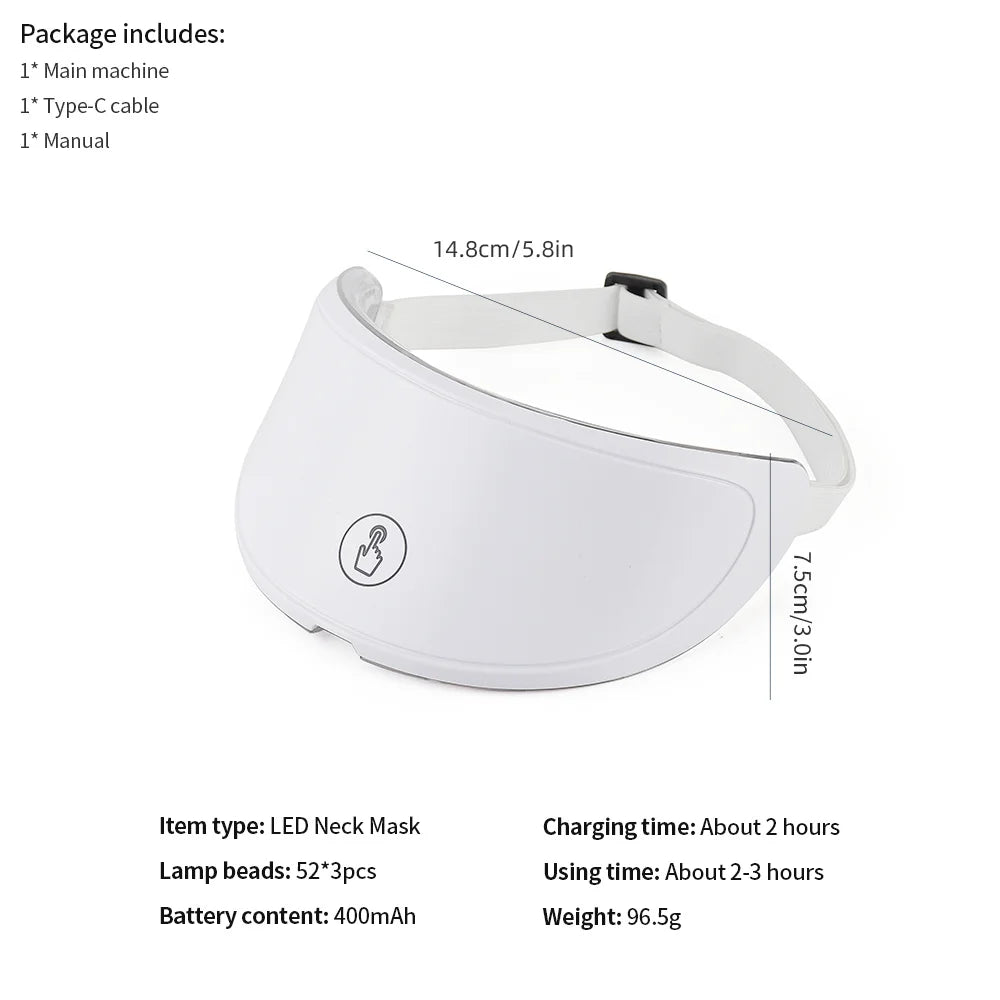 Neck LED Mask 7 Colors Photon Anti-Wrinkle Skin Brightening Neck Beauty Mask Skin Tightening Neck Wrinkle Remover Skin Care