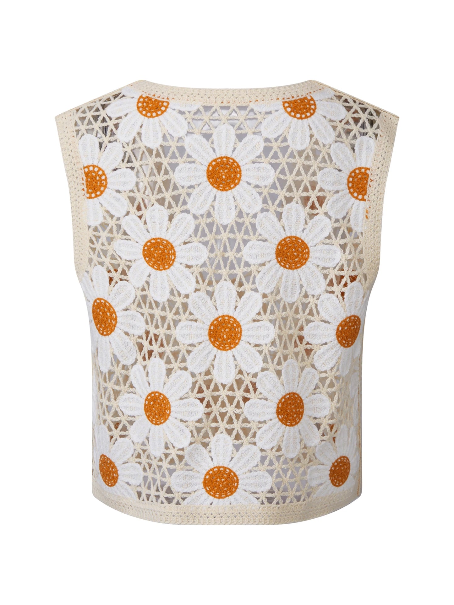 Women s Boho Crochet Lace Cami Tops Stylish Sleeveless Floral Embroidered Tie Front Blouse Summer Tank Vest