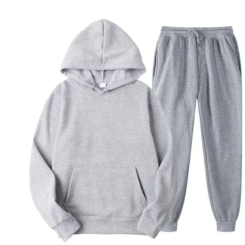 Men's Autumn and Winter New Solid Color Hoodie+pants Two-piece Set Fashionable Casual Sports Set Size S-3XLWomen's Tracksuit
