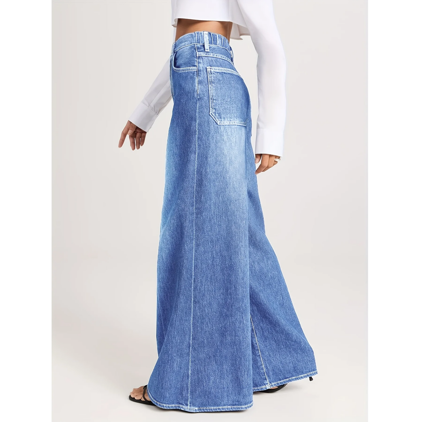 Women's High Waist Wide Leg Jeans Stretchy Retro Loose Straight Denim Streetwear Trousers Ladies Fashion Casual Bootcut Pants
