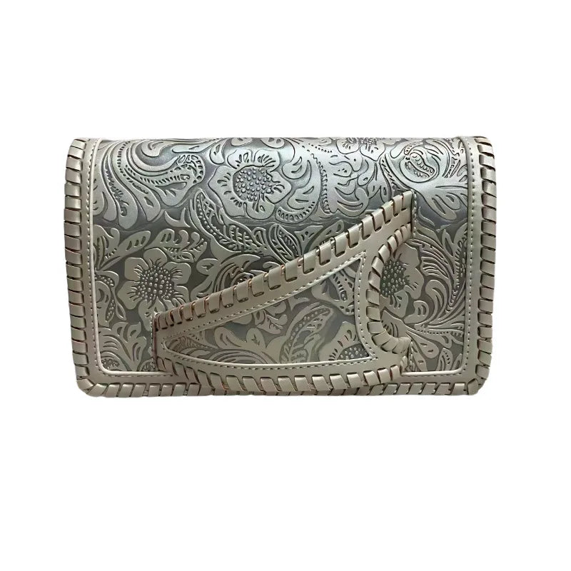 New Retro Pattern Printing Handbags Woman Soft Designer PU Leather Bags Luxury Small Handbags Silver Print Commuter Handbag