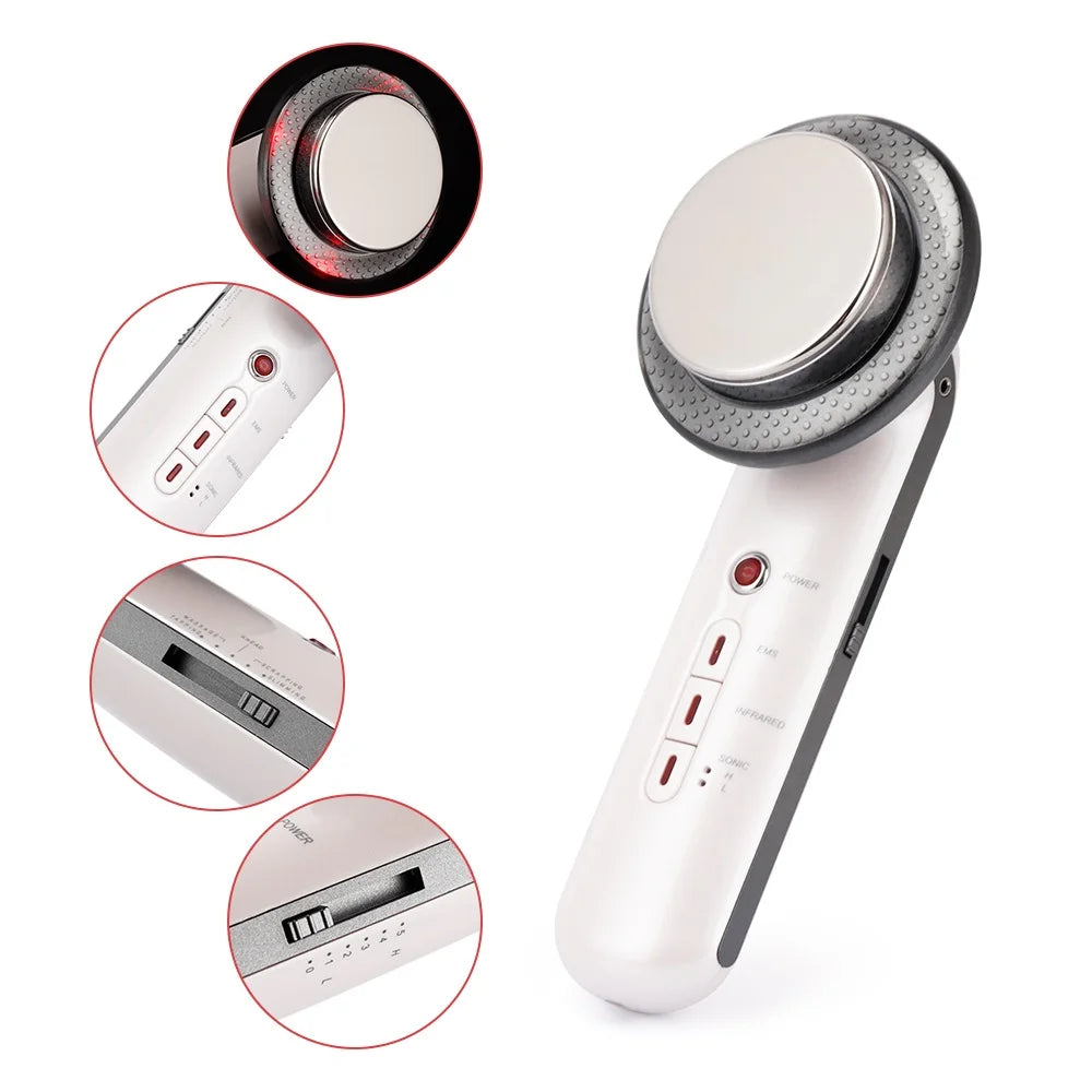 3 In 1 EMS Ultrasonic Cavitation Weight Lose Facial Lifting Body Slimming Massager Galvanic Infrared Lipo Fat Burner Machine