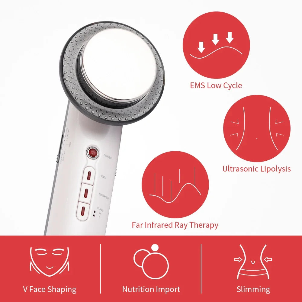 3 In 1 EMS Ultrasonic Cavitation Weight Lose Facial Lifting Body Slimming Massager Galvanic Infrared Lipo Fat Burner Machine