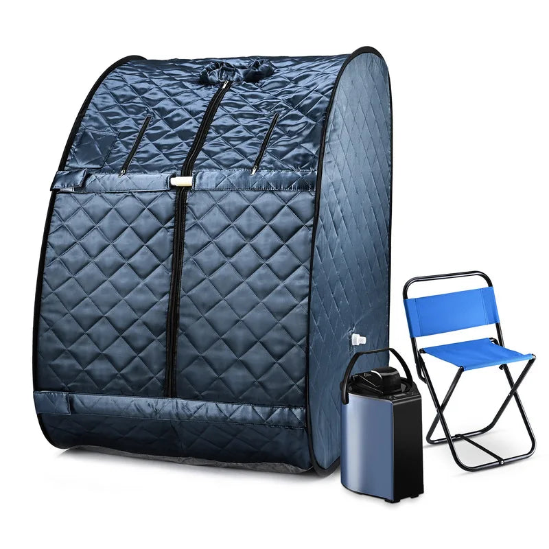 3L 1000W Portable Steamer Sauna Foldable Lightweight Steam Generator for Home Bath Spa with Protection Bag & Chair Body Slimming