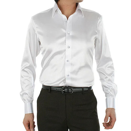 2025 Men's Luxury Silky Shirts Long Sleeve Fashion Loose Casual Silk Like Men Dress Shirt Plus size Wedding Party Stage Clothes