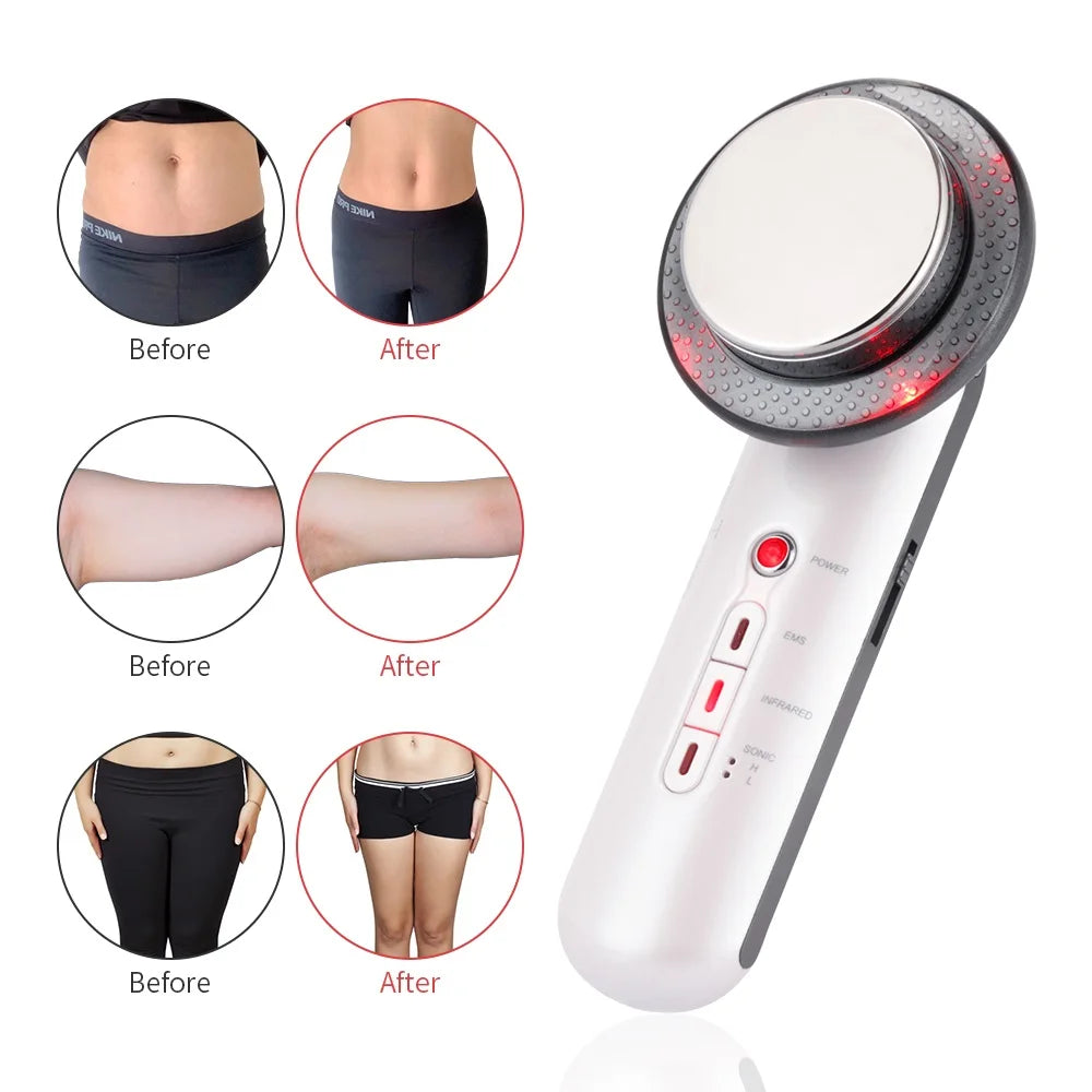 3 In 1 EMS Ultrasonic Cavitation Weight Lose Facial Lifting Body Slimming Massager Galvanic Infrared Lipo Fat Burner Machine