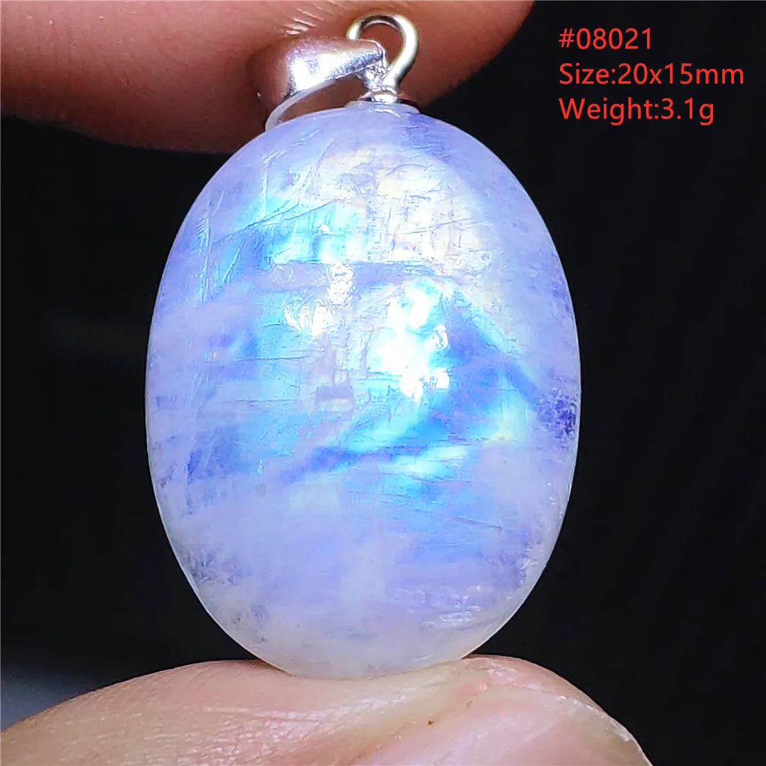 Natural Moonstone Blue Light Pendant Oval Beads Women Men Necklace 925 Silver Moonstone Pendant AAAAAA