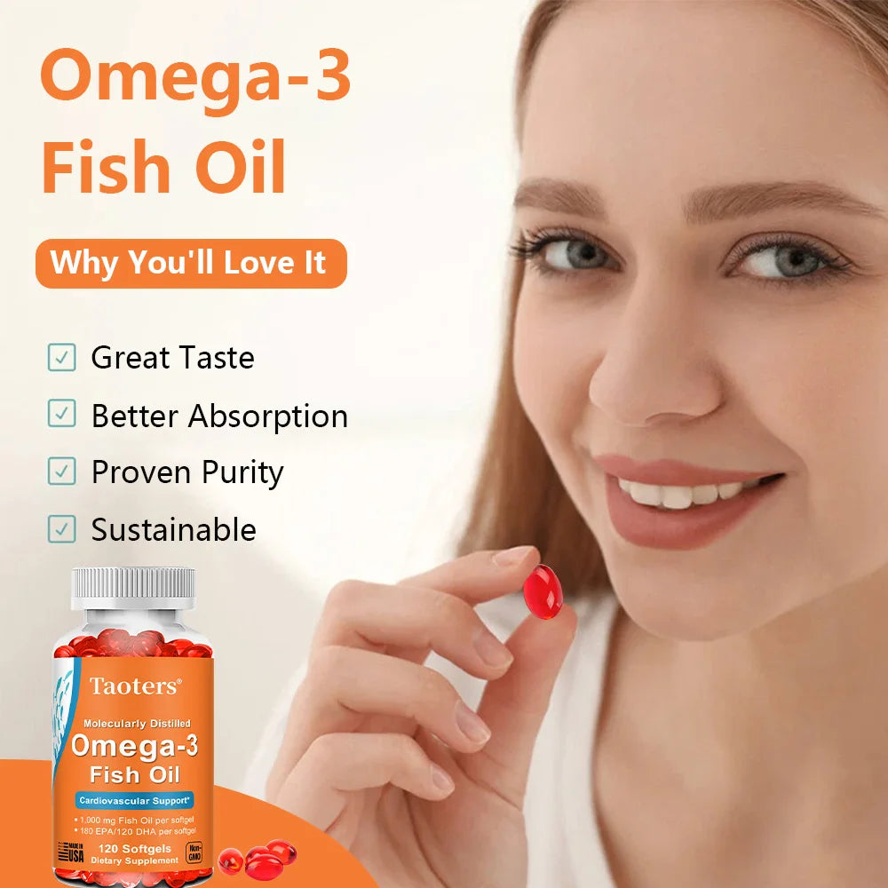 Omega-3 180 EPA / 120 DHA, Molecularly Distilled, Cardiovascular Support, 120 Softgels