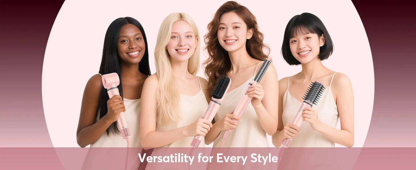 5 in 1 High Speed Hair Dryer,Hot Air Comb Set,Hair Brush,Curling Iron,Hair Straightener Styling Tool, Blow Dryer Gift Box