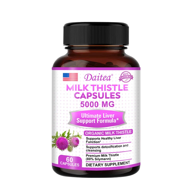 Organic Milk Thistle Extract Liver Capsules help lower cholesterol, support a healthy liver, detoxify and fight oxidants