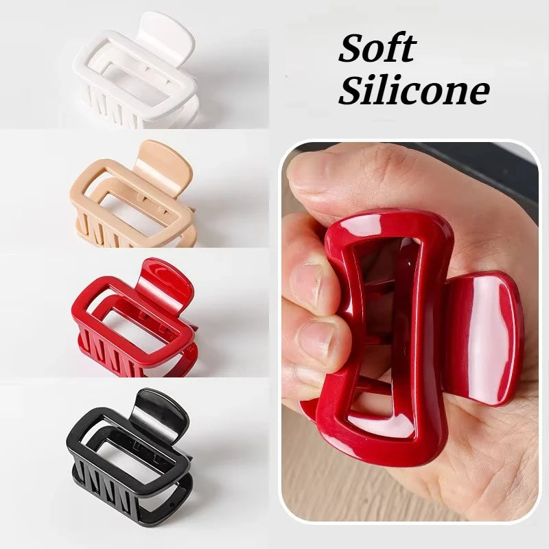 2025 New Soft Silicone Hair Claw Clips for Women Non Fragile Bendable Shark Clip Anti Drop Hairpin Headgear Does Not Hurt Hair