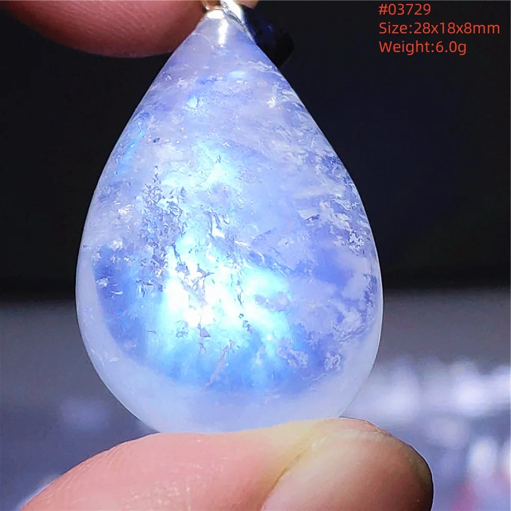 Natural Moonstone Blue Light Pendant Oval Beads Women Men Necklace 925 Silver Moonstone Pendant AAAAAA