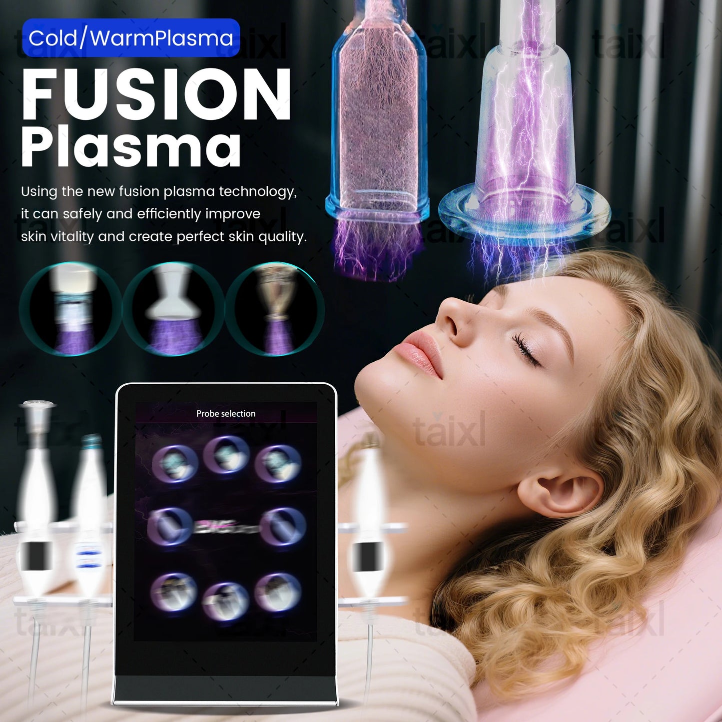 8-in-1 Cold Hot Plasma Machine Diamond Stamp Ozone Plasma Machine Skin Rejuvenation Anti-Aging Facial Care Beauty Equipment