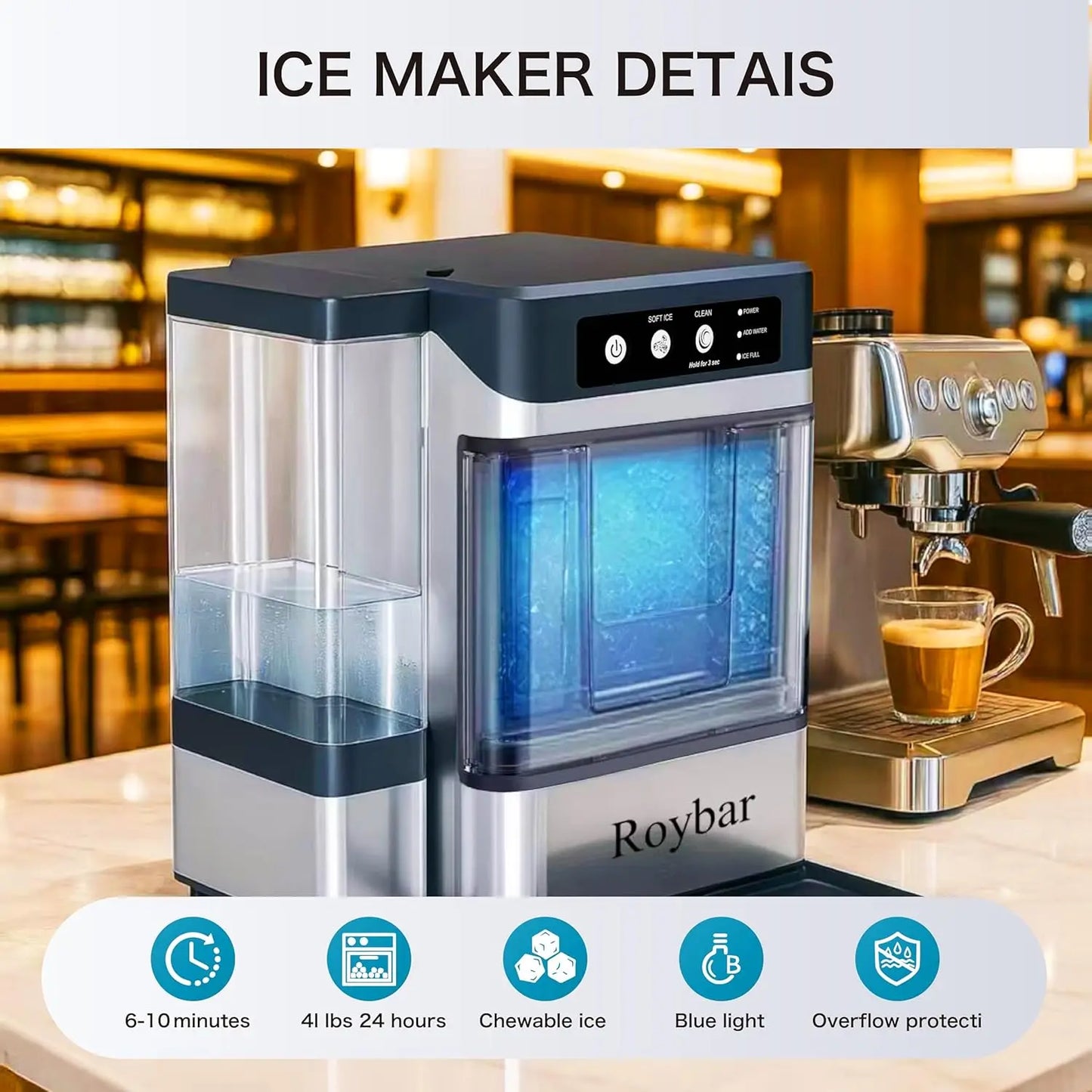 Large Capacity Ice Makers Countertop One-Click Operation Self-Cleaning Portable Ice Maker 41lbs/24H with There is A, Customized