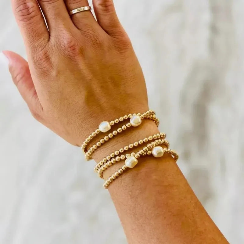 KKBEAD Stretch Bracelet Jewelry for Women Ins Fashion Pearl Bracelets Hight Quality Unfade Gold Color Beads Pulseras Accessory