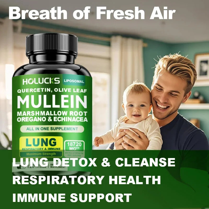 Premium Mullein Leaf Extract Capsules, with Vitamin C, Support Expectorant, Soothes Airways & Reduces Irritation, Lung Health