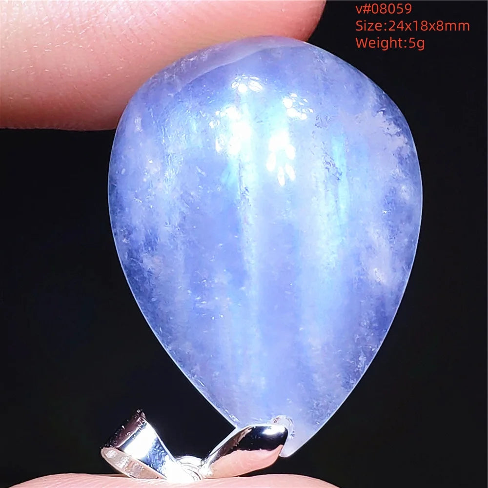 Natural Moonstone Blue Light Pendant Oval Beads Women Men Necklace 925 Silver Moonstone Pendant AAAAAA
