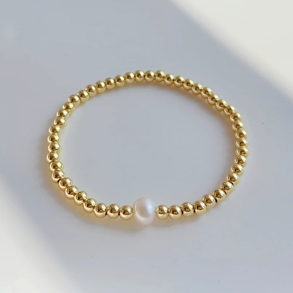KKBEAD Stretch Bracelet Jewelry for Women Ins Fashion Pearl Bracelets Hight Quality Unfade Gold Color Beads Pulseras Accessory