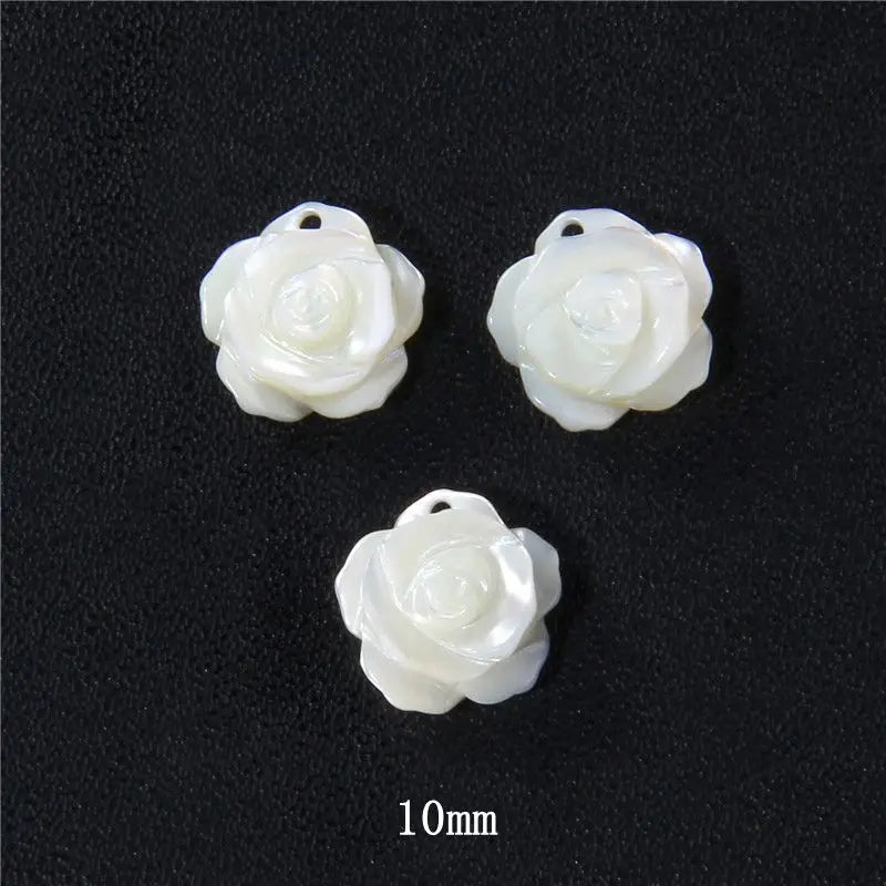 8-12mm Rose-shaped Shell Beads Natural Mother-of-pearl Bead Handmade Fashion DIY MOP Charm Beads for Necklace Earrings Accessory