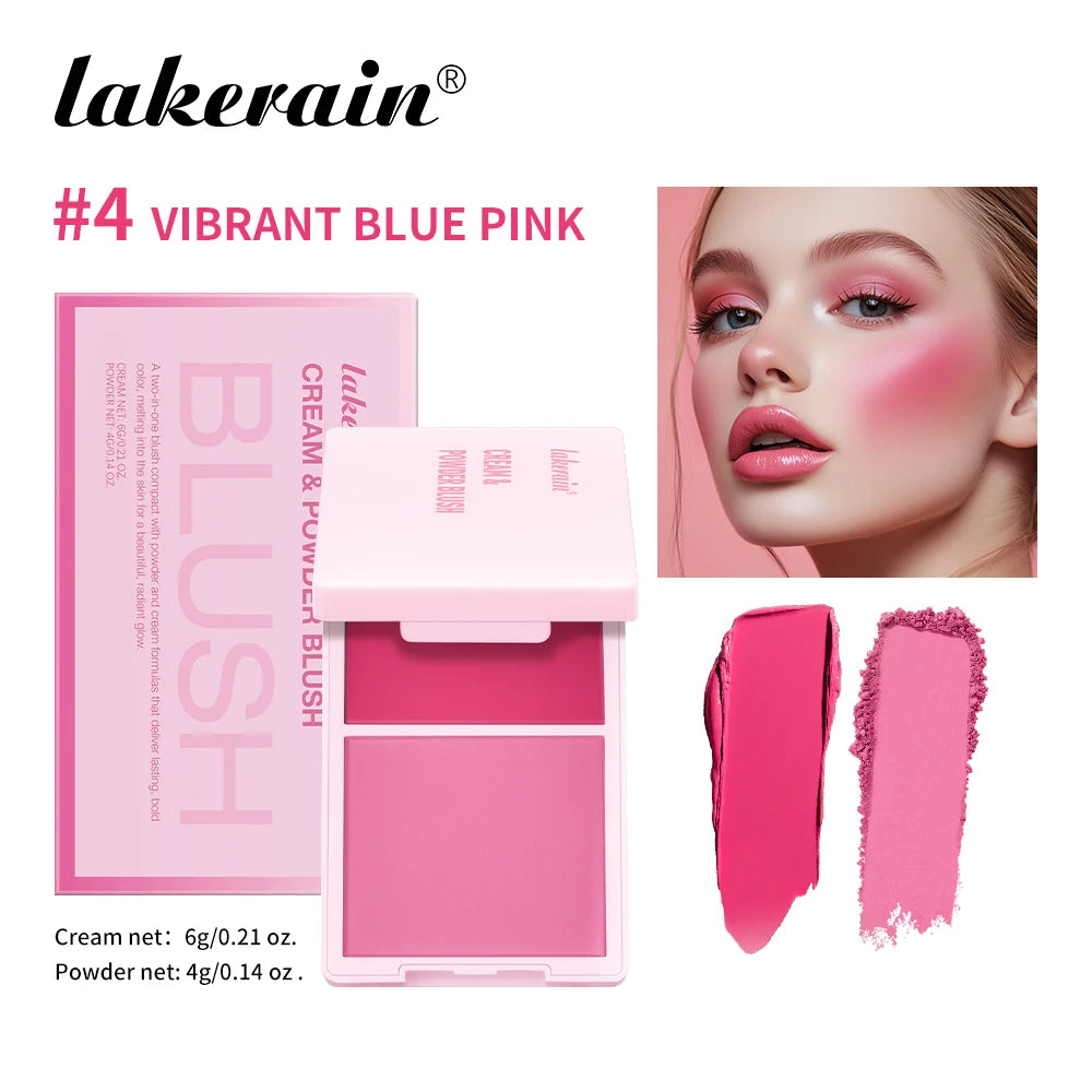 Waterproof Cream & Powder Blush 5Colors Matte Dewy Rosy Blush Makeup Pan Long-lasting Wearing High Natural  Blush Cosmtics