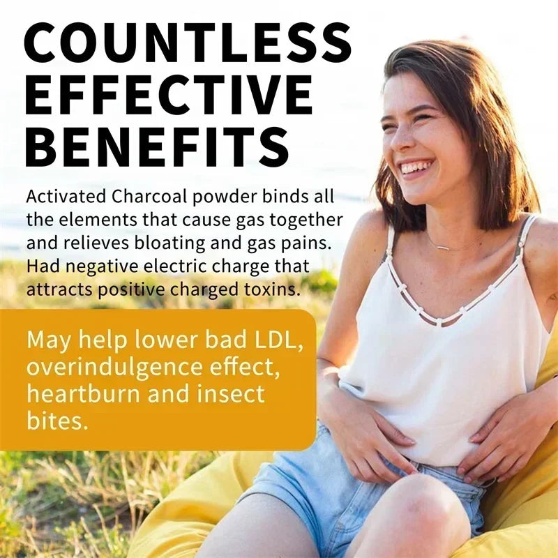 Activated Charcoal Capsules - Supports Intestinal Health, Relieves Bloating, Promotes Natural Detoxification, Improves ImmunityS