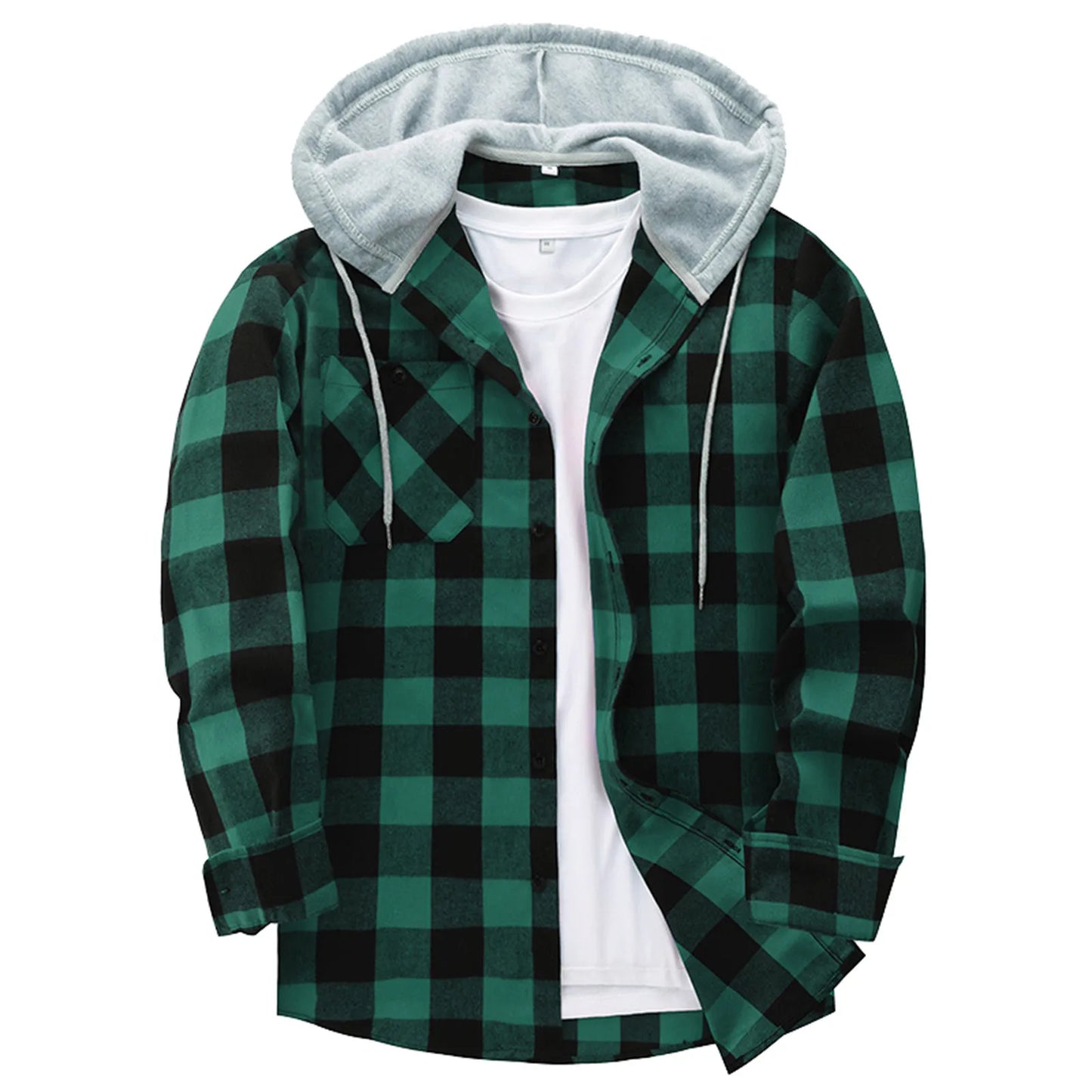 Dragon for Men Mens Hooded Flannel Warm Shirt Long Sleeve Fitted Top