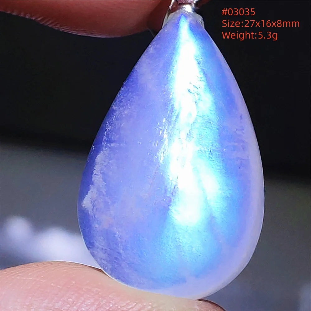 Natural Moonstone Blue Light Pendant Oval Beads Women Men Necklace 925 Silver Moonstone Pendant AAAAAA