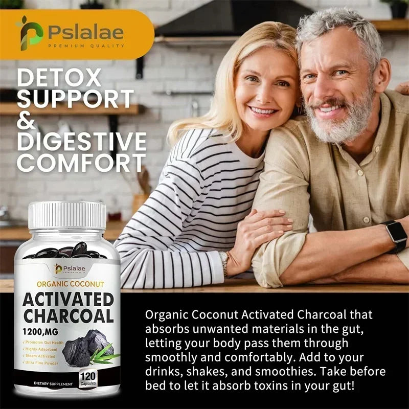 Activated Charcoal Capsules - Supports Intestinal Health, Relieves Bloating, Promotes Natural Detoxification, Improves ImmunityS