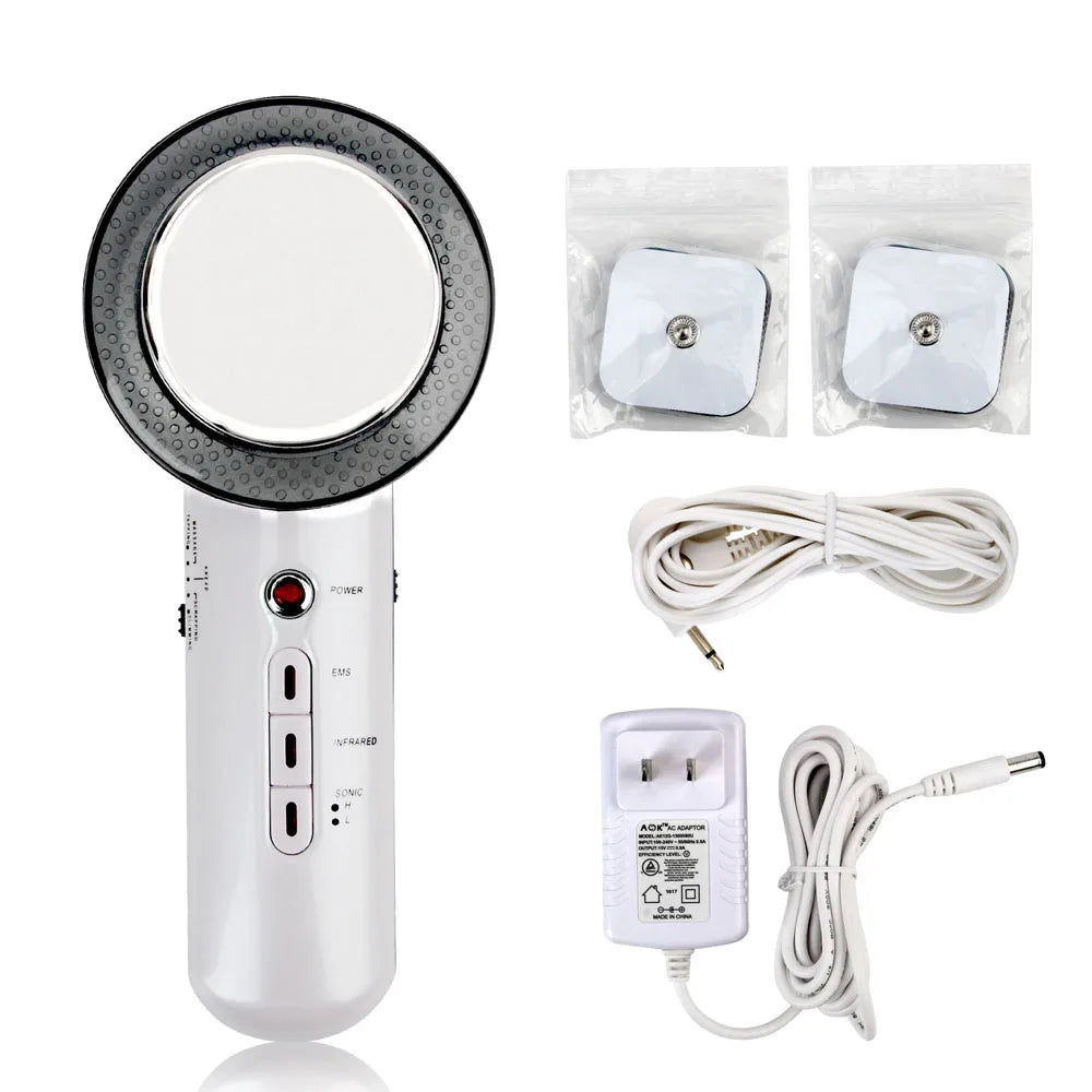 3 In 1 EMS Ultrasonic Cavitation Weight Lose Facial Lifting Body Slimming Massager Galvanic Infrared Lipo Fat Burner Machine