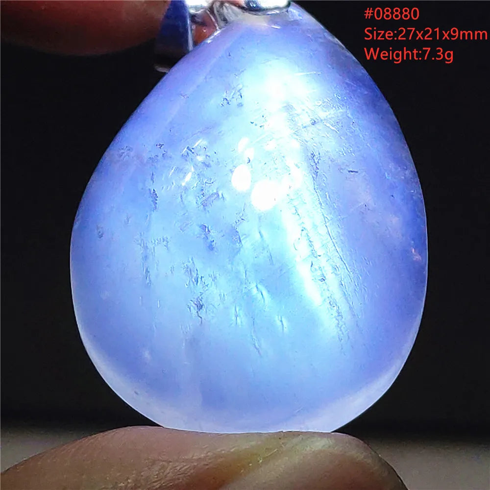 Natural Moonstone Blue Light Pendant Oval Beads Women Men Necklace 925 Silver Moonstone Pendant AAAAAA