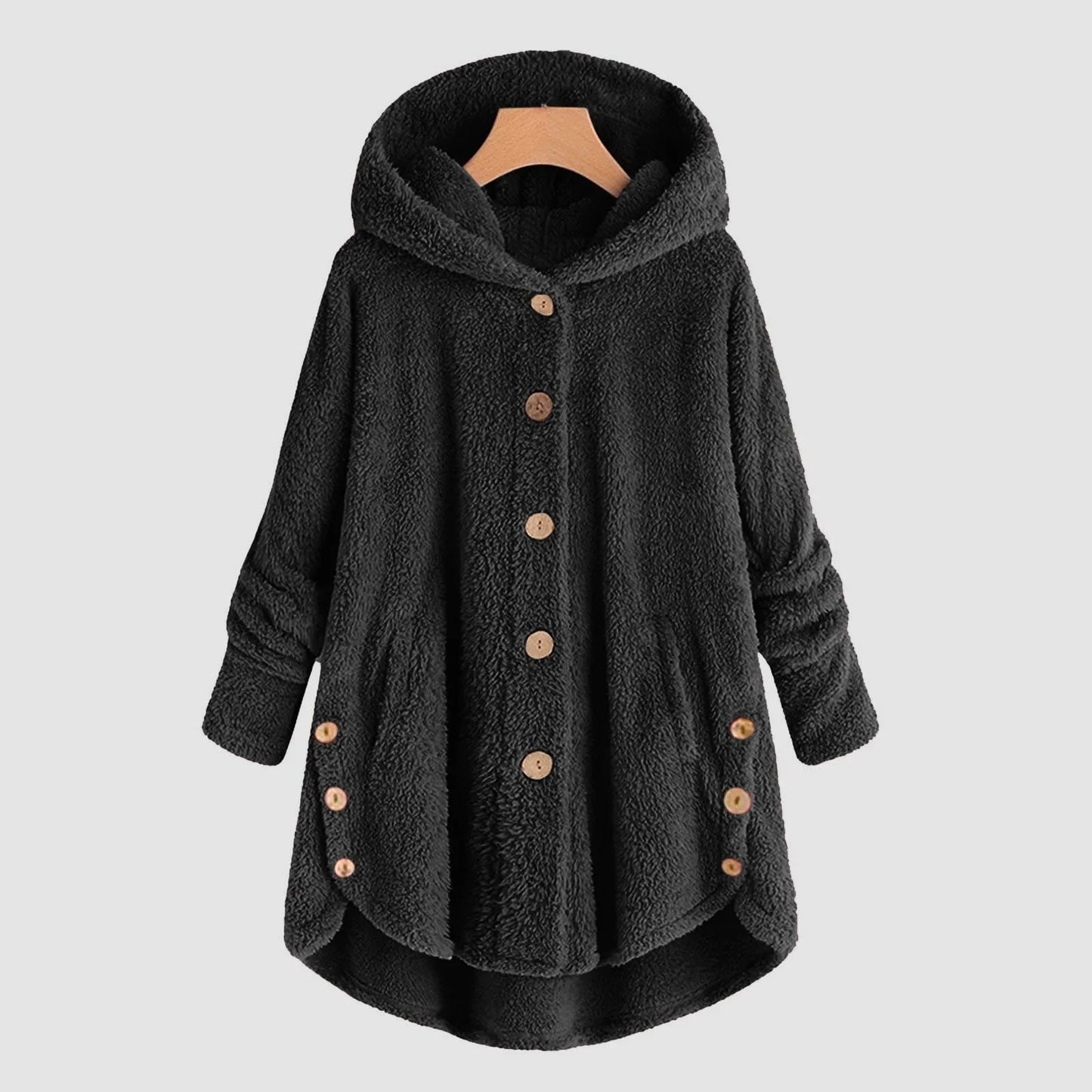 Plus Size 5XL Solid Coat for Women Warm Teddy Bear Plush Coat Wool Jacket Female Hooded Jacket Autumn Winter Women's Coat Casaco