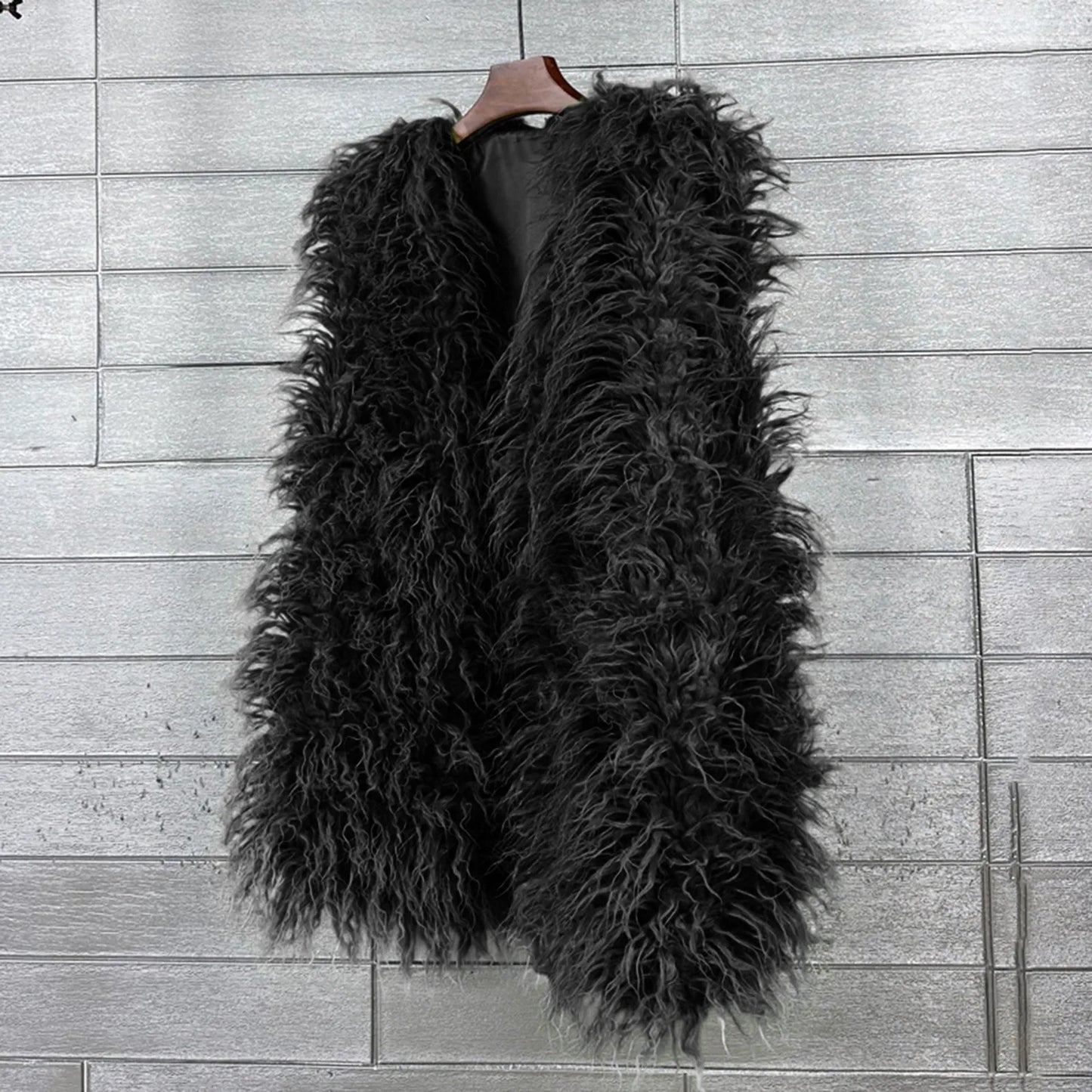 Vest Jacket Women Multicolored Faux Fur Warm Plush Coats Autumn Winter Furry Outwear Sleeveless Waistcoat Open Front Cardigan