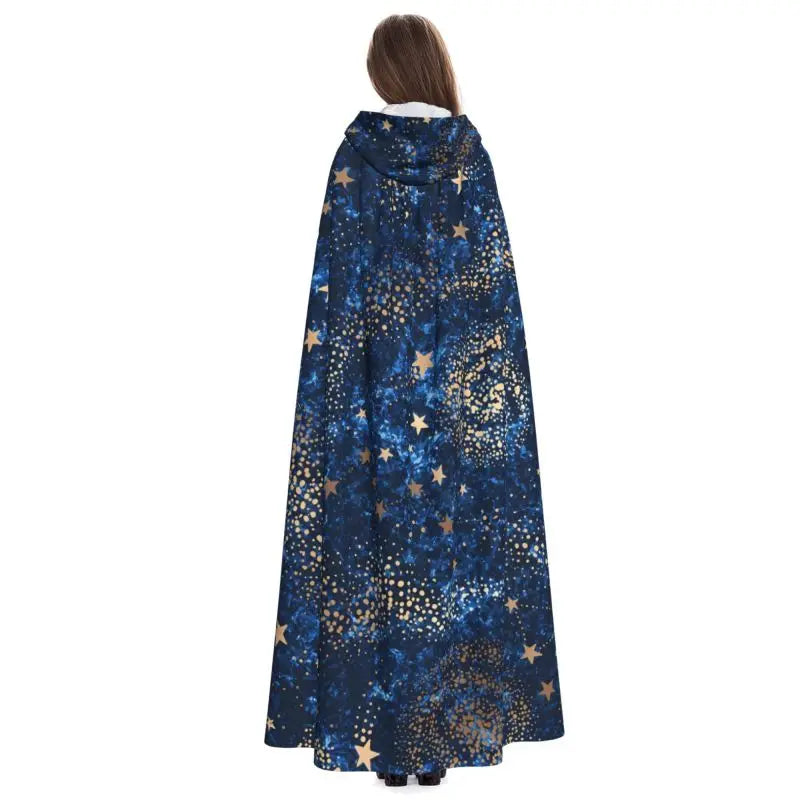 Space Galaxy Constellation Zodiac Star Long Hooded Cloak Unisex Witch Party Reversible Hooded Adults Vampires Cape