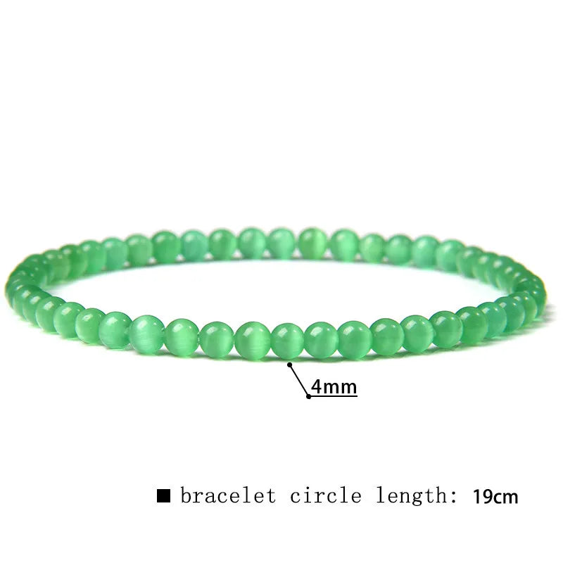 2024 New Stone Bracelet Natural Quartzs Cat Eye Jades Aquamarines Stone Bead Bracelet Stretch Bangle Jewelry Gift For Women Men