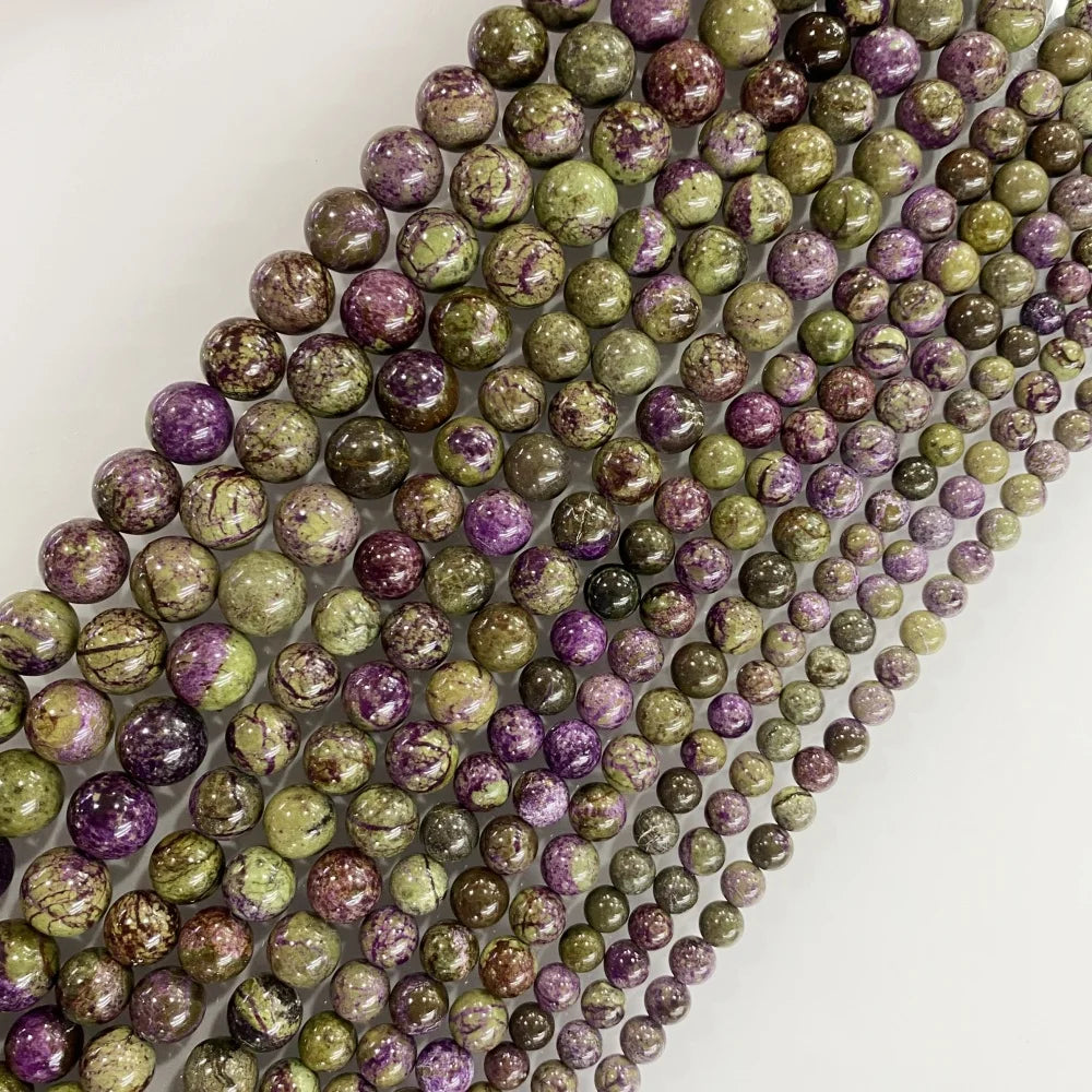 4 6 8 10 12mm Natural purple Stichtite Opal green Larimar stone Round Loose Beads For Jewelry Making DIY Bracelets Necklace 15''