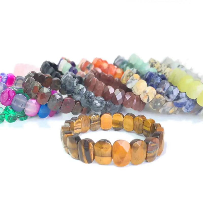 Multi-faceted beads 10x20mm bracelet Natural stone bracelet, agate, crystal quartz Simple bracelet Birthday Christmas Gifts