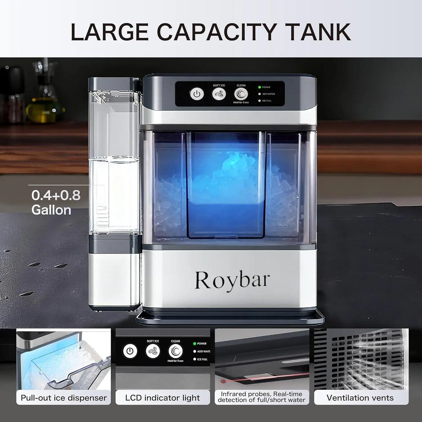 Large Capacity Ice Makers Countertop One-Click Operation Self-Cleaning Portable Ice Maker 41lbs/24H with There is A, Customized