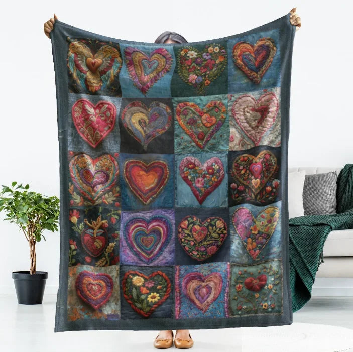 Patchwork Kantha Quilt Floral Print Cotton Bedding Throw Bedding Soft Warm Throw for Sofa Bed Couch Chair Cartoon Design in Red