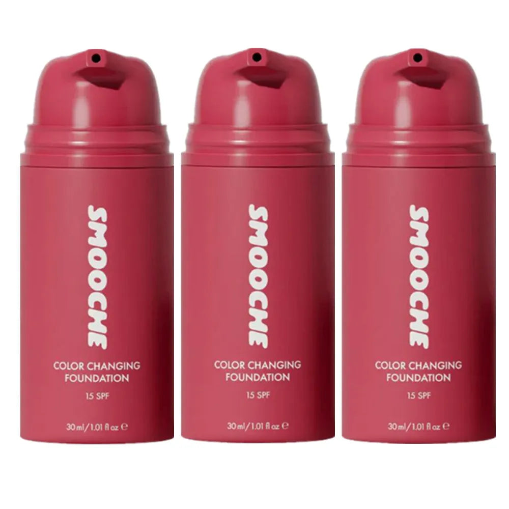 30ml SMOOCHE Color Changing Foundation - Self-Adjusting Shade, Covers Imperfections & Fine Lines for Flawless Natural Look