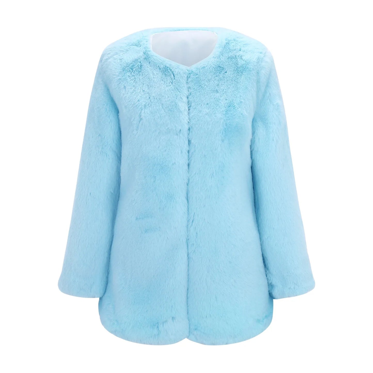 Luxury Long Faux Fox Fur Coat Women Slim Solid Color Faux Fur Jacket Women 3xl Large Size Winter Fake Fur Coats Manteau Fourrure