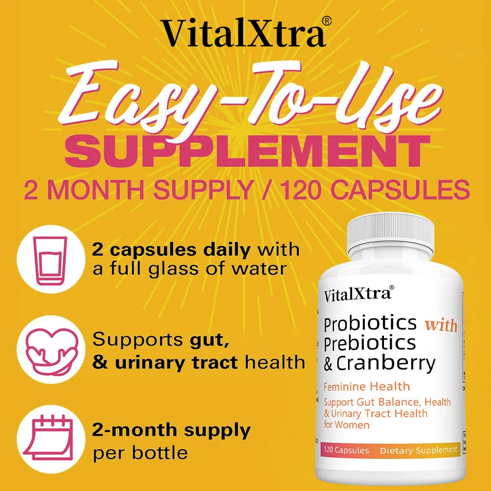 Women's Probiotics, with Cranberry and Prebiotics, Support Gut Health, Maintain Women's Health, and Cleanse The Urinary Tract