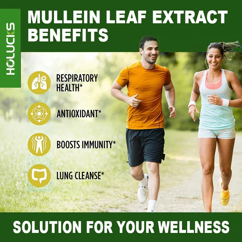Premium Mullein Leaf Extract Capsules, with Vitamin C, Support Expectorant, Soothes Airways & Reduces Irritation, Lung Health