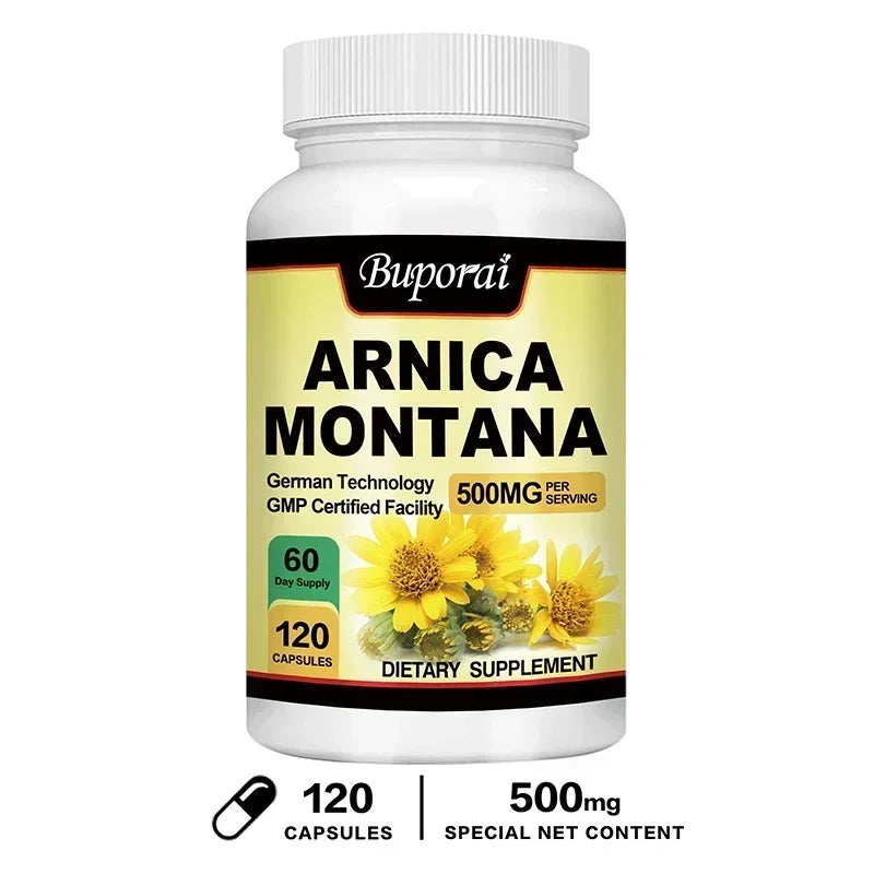 Arnica Montana Capsules - Relieves Bruises and Swelling, Muscle Pain and Stiffness, Natural Ingredients, Non-GMO